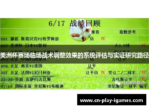 美洲杯赛场临场战术调整效果的系统评估与实证研究路径